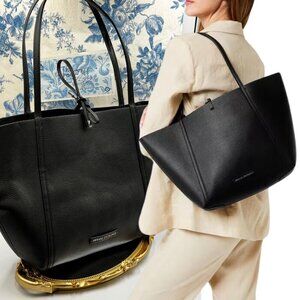 🆕 ARMANI EXCHANGE 🧿 NWOT Large Reversible Tote Bag, Black & Patent Black